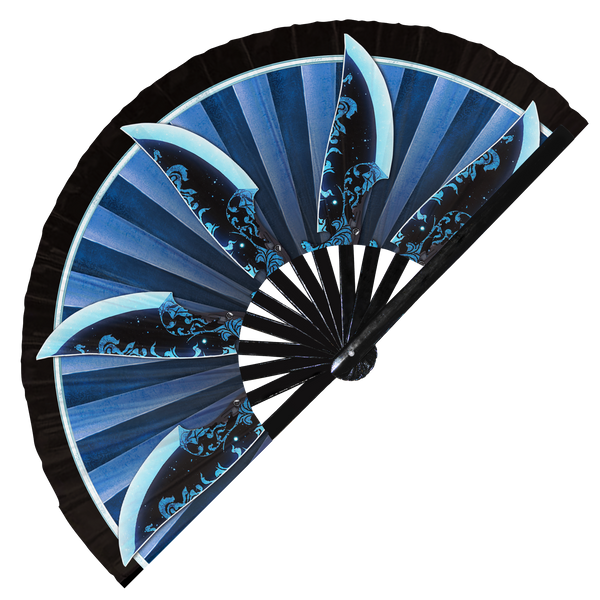 Blue Ninja blades Hand Fan | Folding Fan UV Glow Hand Fans Cosplay blade Fan Halloween Fan Costume Outfit Fan Female Ninja Accessory Cosplay