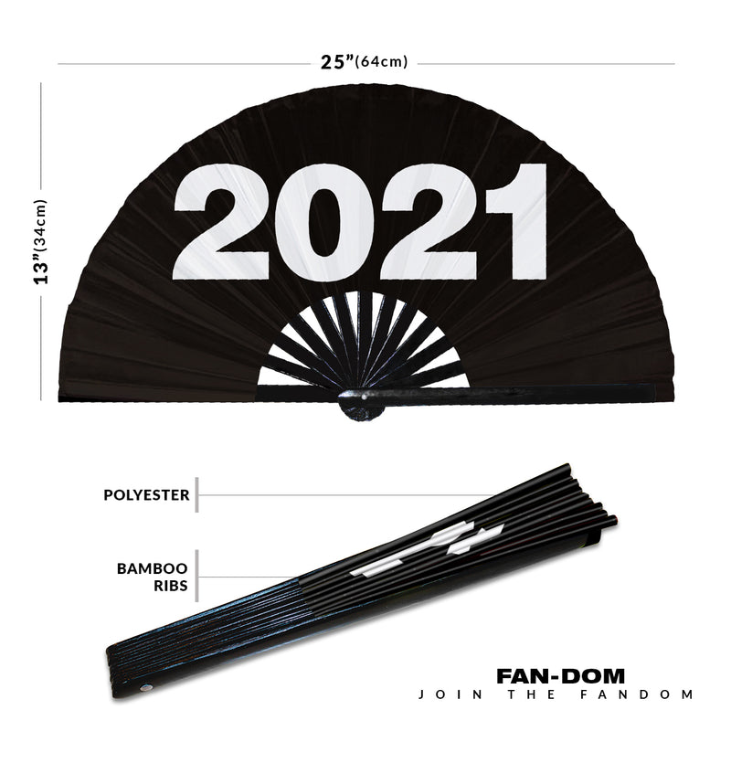 Hand Fan 2021 Happy New Year UV Glow  Twenty Twenty-one Foldable Hand Fan Year Two Thousand and Twenty one Fan New Year's Fan
