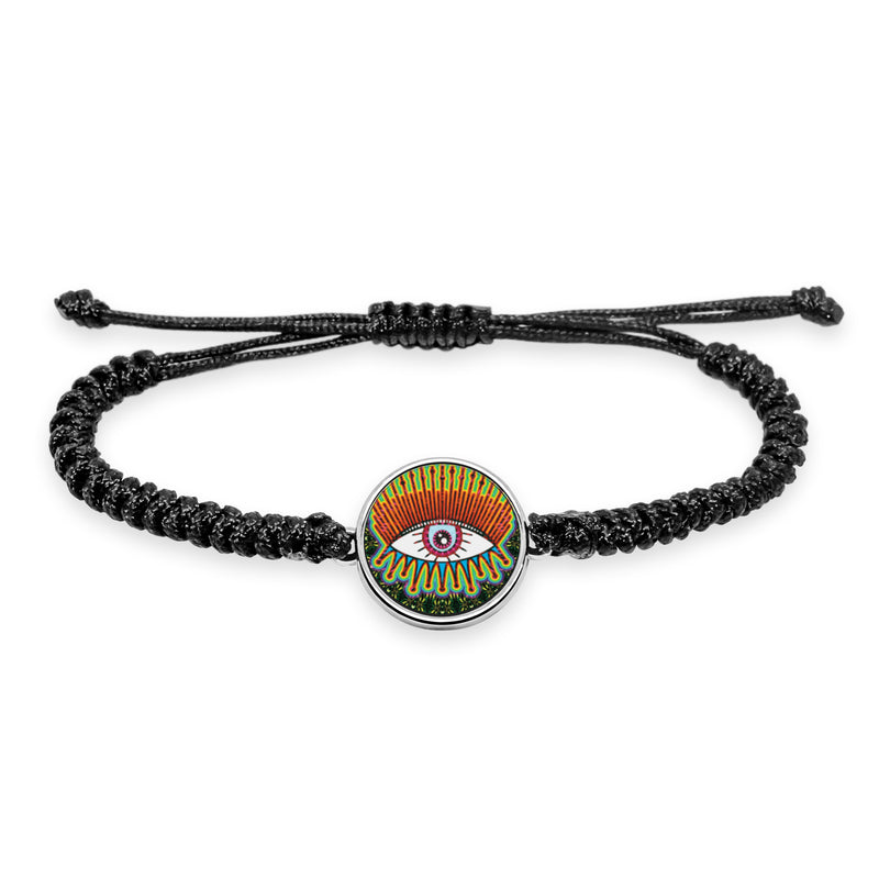 Evil Eye String Bracelet UV glow Braided Rope Charm bracelets Stainless mexican evil eye decor iridescent holographic pyschedelic Fashion Hand Accessory