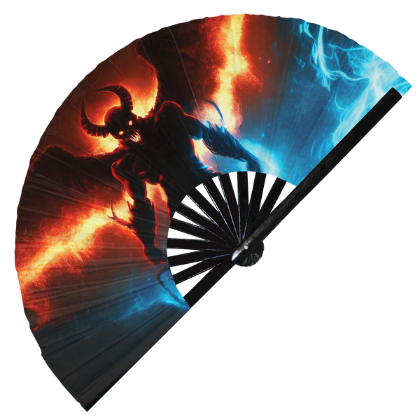 Demon hand fan foldable bamboo circuit rave hand fans Rainbow Acid succubus Satan party gear gifts music festival rave accessories