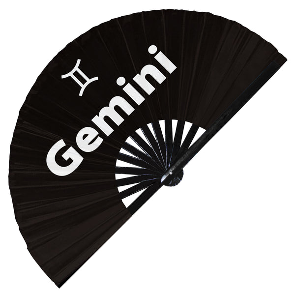 Gemini Zodiac Sign hand fan foldable bamboo circuit rave hand fans 12 Zodiacs Personality Astrological sign Rave Party gifts Festival accessories