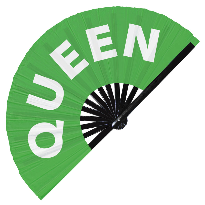 Queen hand fan foldable bamboo circuit rave hand fans Pride Slang Words Fan outfit party gear gifts music festival rave accessories