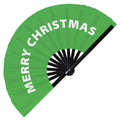 Merry Christmas Hand Fan Party Accessories Folding Fan Bamboo Rave Event Festival Handheld Fan