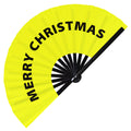 Merry Christmas Hand Fan Party Accessories Folding Fan Bamboo Rave Event Festival Handheld Fan