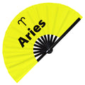 Aries Zodiac Sign Hand Fan Foldable Bamboo Circuit Rave Hand Fans Astrological Sign Rave Party Gifts Festival Accessories