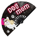 Dog Mom UV Glow Handheld Fan | Dog Mommy Fan Dog Mama Foldable Bamboo Hand Fan for Men and Women Butterfly Wing Art Chinese Bamboo Fan for Dog Lovers and Dog Owners