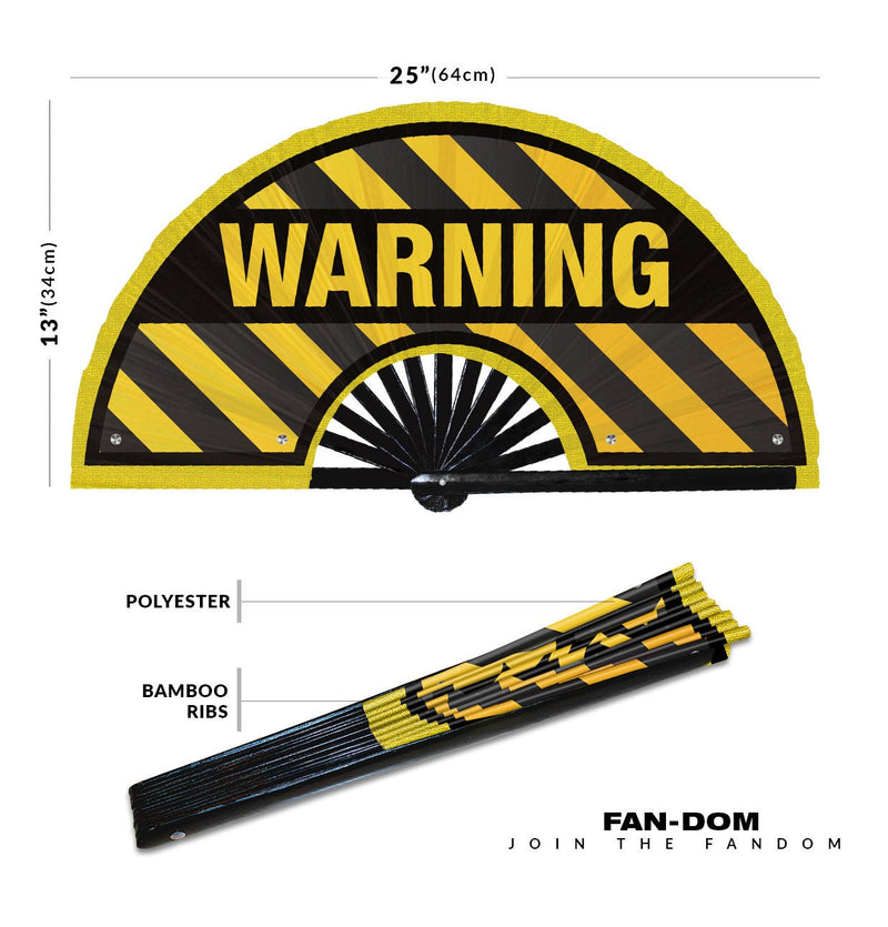 Road Signs UV Glow Handheld Fan | Stop Sign Fan, Go, Caution, Warning, Attention Foldable Bamboo Hand Fan for Men and Women Chinese Bamboo Fan for Parties, Raves and Events