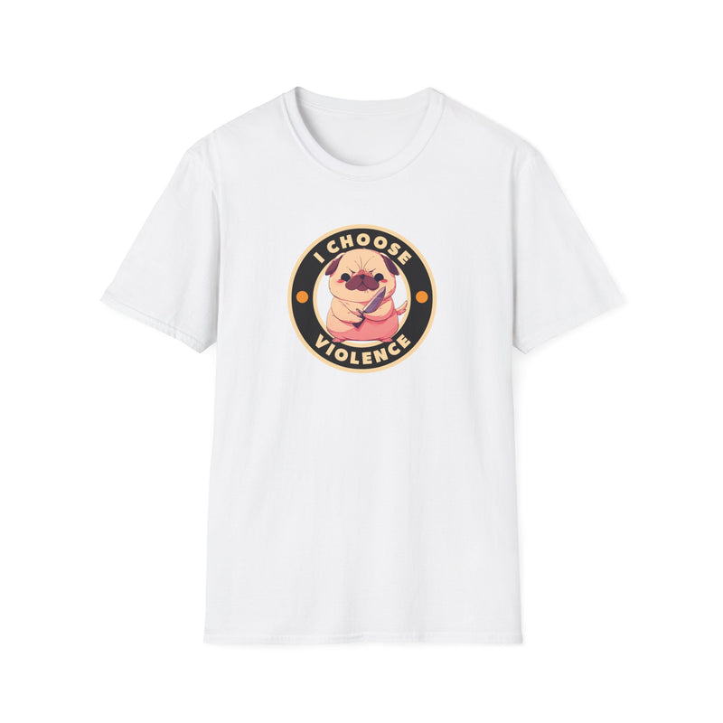 Cute Murderous Pug with Knife - Unisex Softstyle T-Shirt