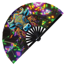 Cow Psychedelic Mandala Art Bamboo Hand Fan