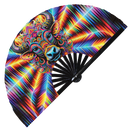 Cow Psychedelic Mandala Art Bamboo Hand Fan