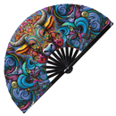 Cow Psychedelic Mandala Art Bamboo Hand Fan