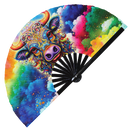 Cow Psychedelic Mandala Art Bamboo Hand Fan