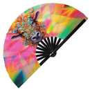 Cow Psychedelic Mandala Art Bamboo Hand Fan