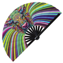 Cow Psychedelic Mandala Art Bamboo Hand Fan