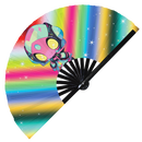 Cute Alien Cartoon Chibi Bamboo Hand Fan