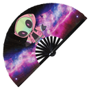 Cute Alien Cartoon Chibi Bamboo Hand Fan