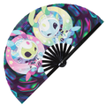 Cute Alien Chibi Cartoons hand fan foldable bamboo circuit rave hand fans party gear gifts music festival accessories