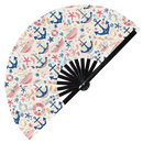Cute Anchor Pattern Bamboo Hand Fan
