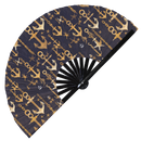 Cute Anchor Pattern Bamboo Hand Fan