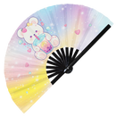 Cute Bear Boba Tea Kawaii Bamboo Hand Fan