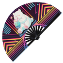 Cute Bear Boba Tea Kawaii | Hand Fan foldable bamboo gifts Festival accessories Rave handheld event Clack fan