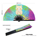 Cute Bear Drinking Coffee Bamboo Hand Fan