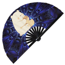 Cute Bear Drinking Coffee Bamboo Hand Fan