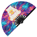 Cute Bear Eating Donut Bamboo Hand Fan