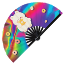 Cute Bear Eating Donut Bamboo Hand Fan