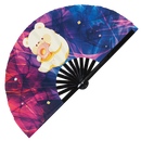 Cute Bear Eating Donut Bamboo Hand Fan