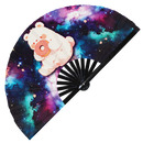 Cute Bear Eating Donut Bamboo Hand Fan