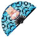 Cute Funny Bear Eating Donut Desserts Fat Bear | Hand Fan foldable bamboo gifts Festival accessories Rave handheld event