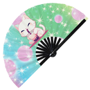 Cute Cat Boba Tea Kawaii - Bamboo Hand Fan
