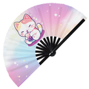 Cute Cat Boba Tea Kawaii - Bamboo Hand Fan