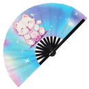 Cute Cat Boba Tea Kawaii - Bamboo Hand Fan