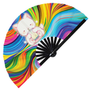 Cute Cat Boba Tea Kawaii - Bamboo Hand Fan