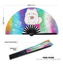 Cute Funny Cat Drinking Coffee Bamboo Hand Fan