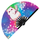 Cute Funny Hamster Holding Knife Bamboo Hand Fan