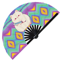 Cute Funny Cat Holding Knife I Choose Violence Murder Kitten | Hand Fan - Foldable Bamboo Fan Accessories