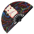 Cute Funny Hamster Holding Knife Bamboo Hand Fan