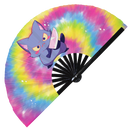 Cute Funny Cat Holding Knife Bamboo Hand Fan