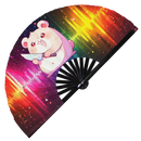 Cute Funny Hamster Holding Knife Bamboo Hand Fan