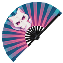 Cute Funny Cat Holding Knife Bamboo Hand Fan
