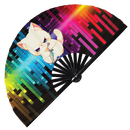 Cute Funny Cat Holding Knife Bamboo Hand Fan