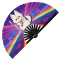 Cute Funny Cat Holding Knife I Choose Violence Murder Kitten | Hand Fan - Foldable Bamboo Fan Accessories