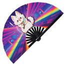 Cute Funny Cat Holding Knife Bamboo Hand Fan