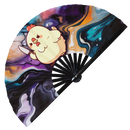 Cute Funny Chicken Holding Knife Bamboo Hand Fan