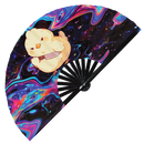 Cute Funny Chicken Holding Knife Bamboo Hand Fan