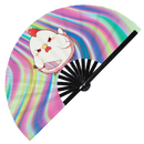 Cute Funny Chicken Holding Knife Bamboo Hand Fan