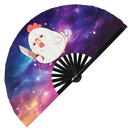 Cute Funny Chicken Holding Knife Bamboo Hand Fan